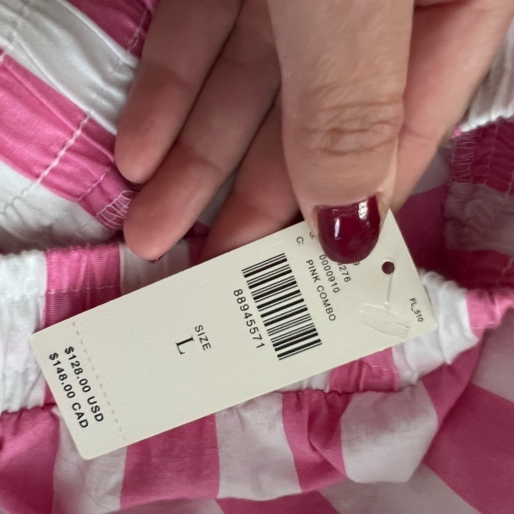 NWT ANTHROPOLOGIE SUNDRY Striped Wide Leg Pink White Drawstring Pants sz L - Picture 5 of 6